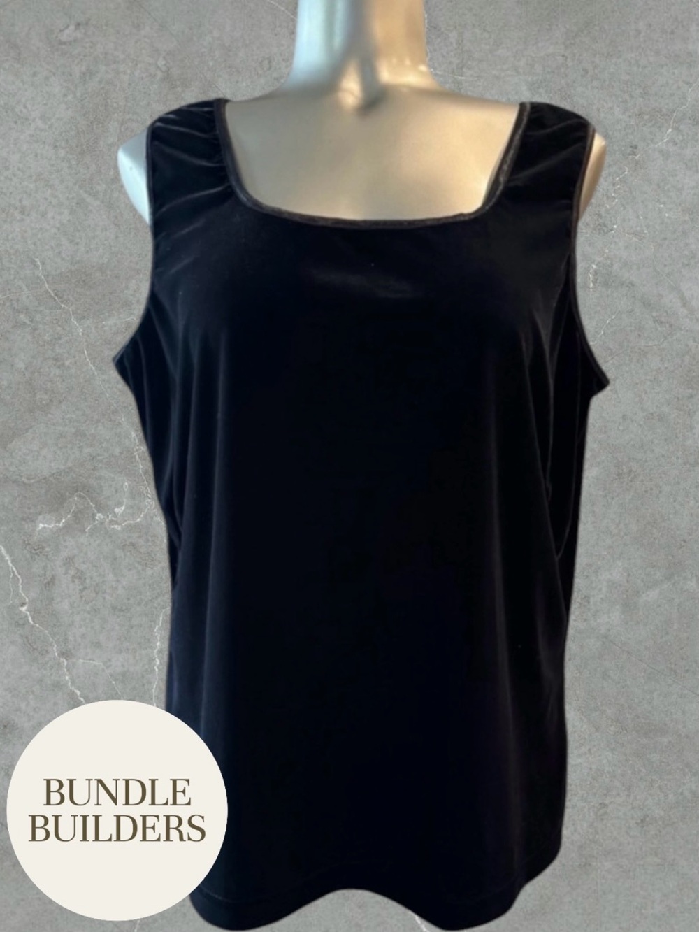 $10 Add-on | Vintage Plus Size Black Velvet Tank Top